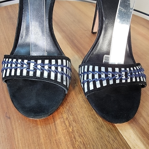 Nicole Miller Beaded Heels Multi Color Seed Bead Black Leather Stiletto Size 7.5 - Picture 9 of 16